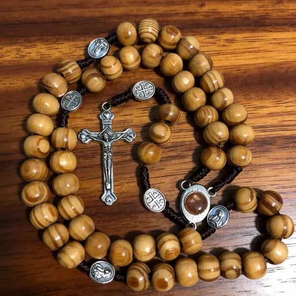 Handmade Olive Wood Rosary With Holy Soil
