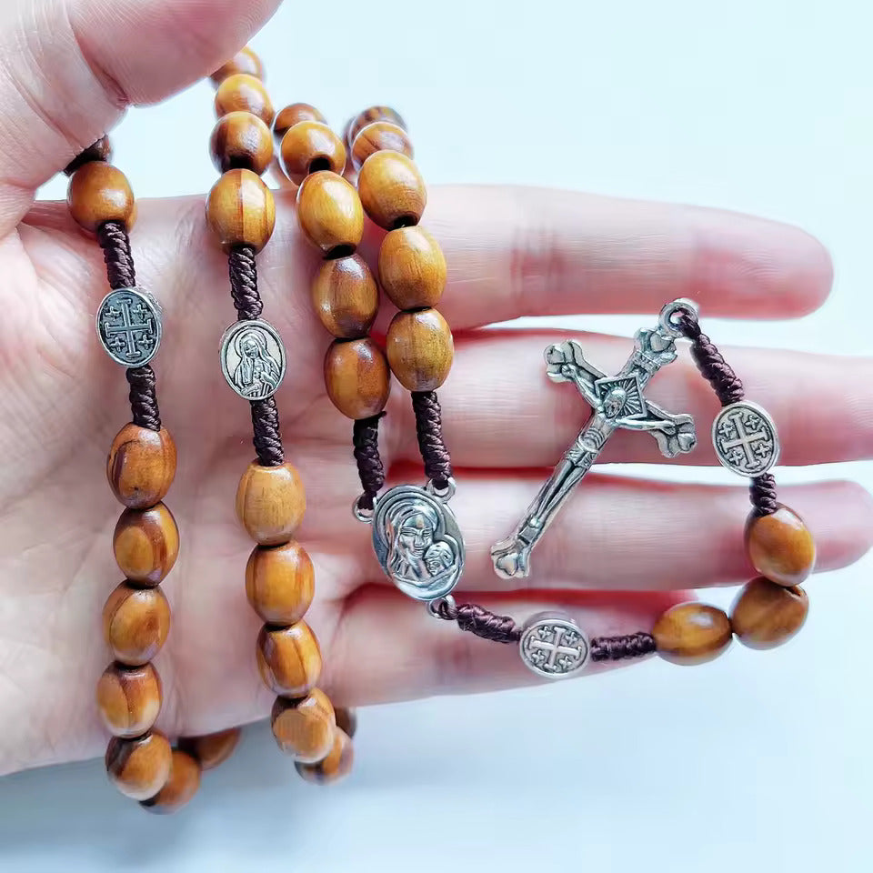 Olive Wood Rosary With Holy Soil