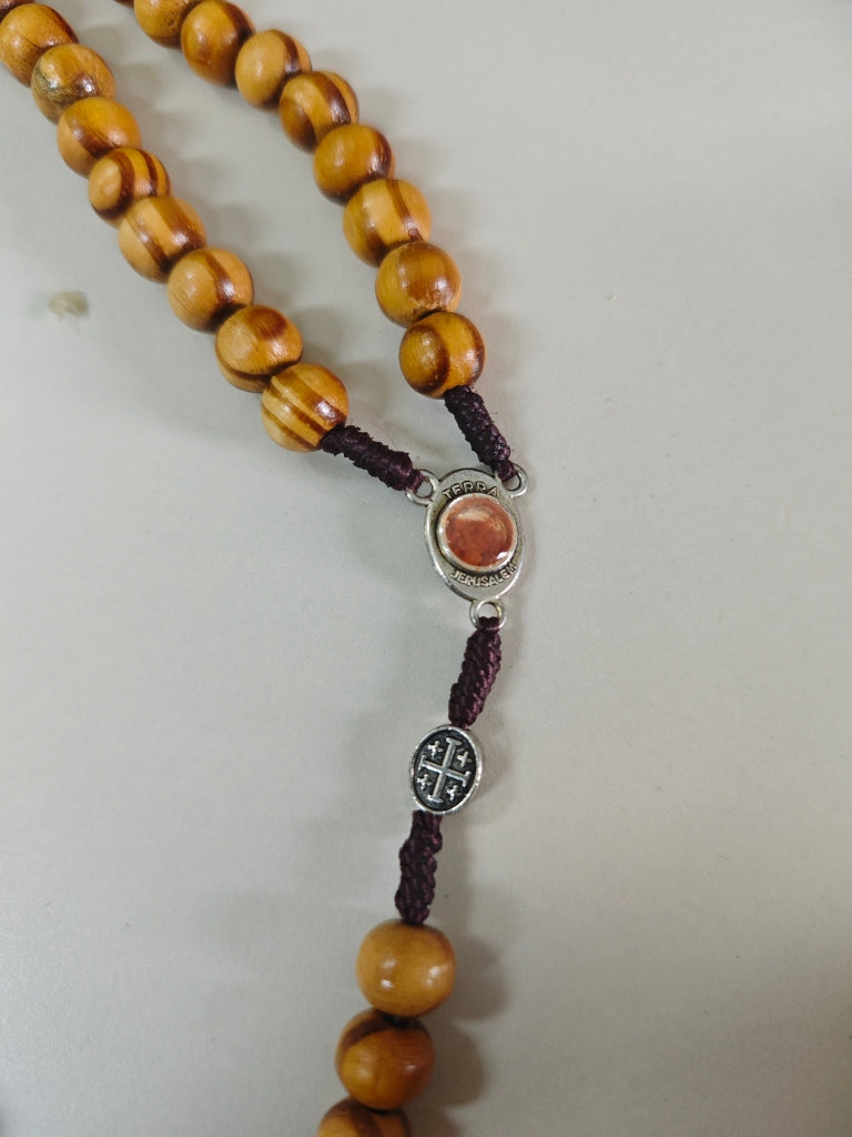 Olive Wood Rosary With Holy Soil