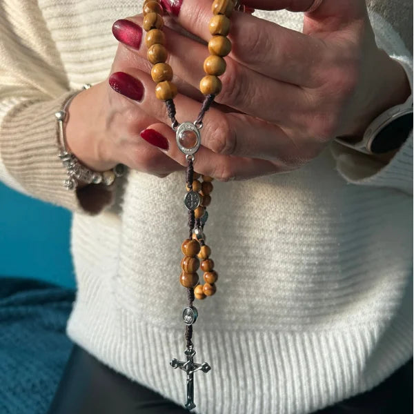 Handmade Olive Wood Rosary With Holy Soil