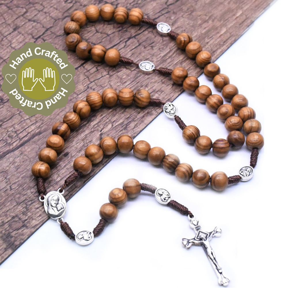 Olive Wood Rosary With Holy Soil