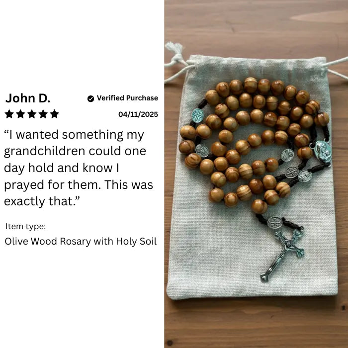 Handmade Olive Wood Rosary With Holy Soil